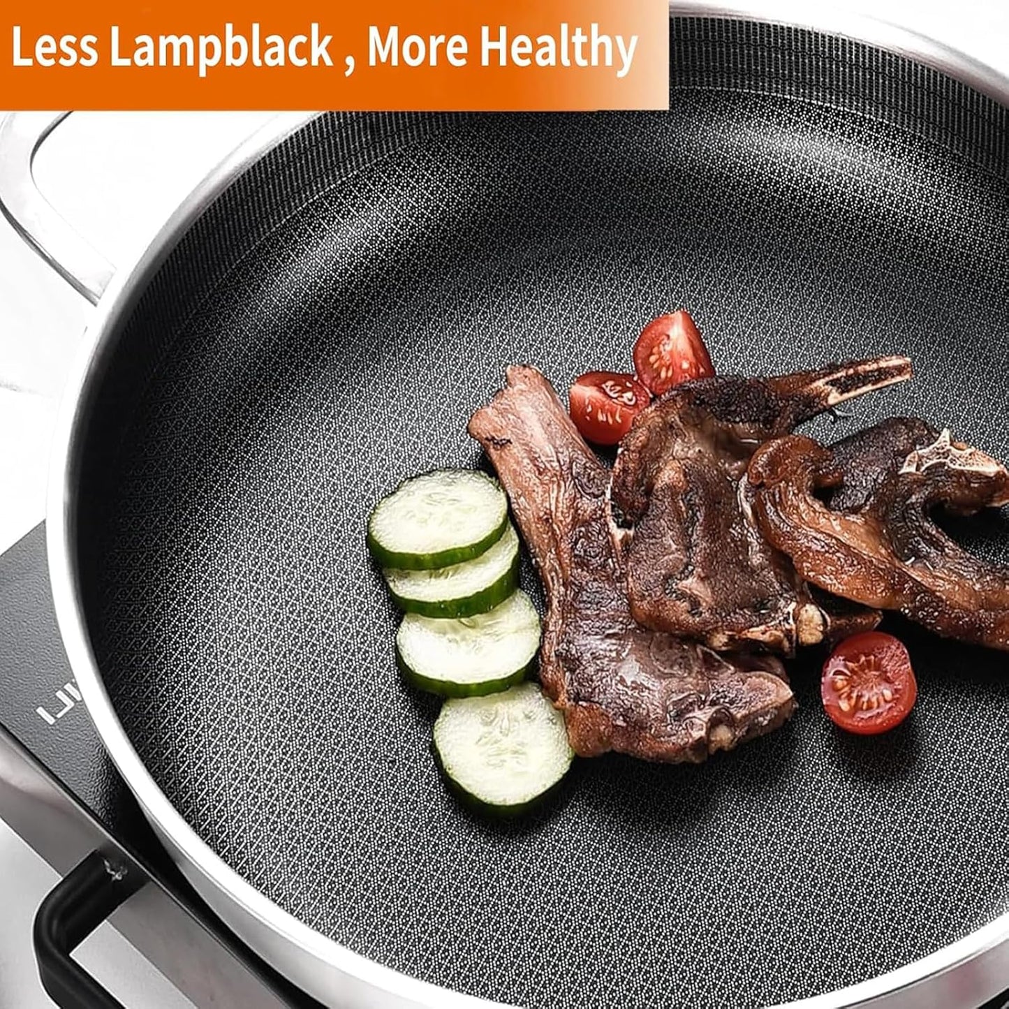 DELARLO Tri-Ply Stainless Steel 7QT Saute Pan 12 Inch Deep Frying Pan with lid Nonstick, Induction Compatible Chef Cooking Pan