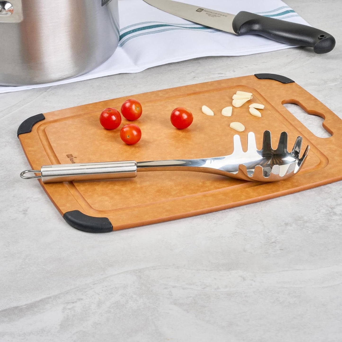 Restaurantware-German Standard 12.5 Inch Slotted Pasta Spoons, 36 Pasta Forks With Ergonomic Handle - Dishwashable, Durable, Stainless Steel Noodle Servers, Ideal For Draing or Serving