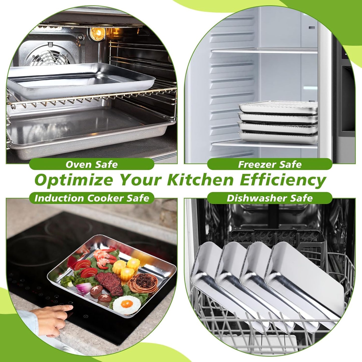 12 Pcs 162oz Stainless Steel Food Storage Containers with Lid Reusable Meal Prep Container Stackable Metal Storage Box Kitchen Tray for Meat Marinating Oven Freezer Leftovers Dishwasher Safe