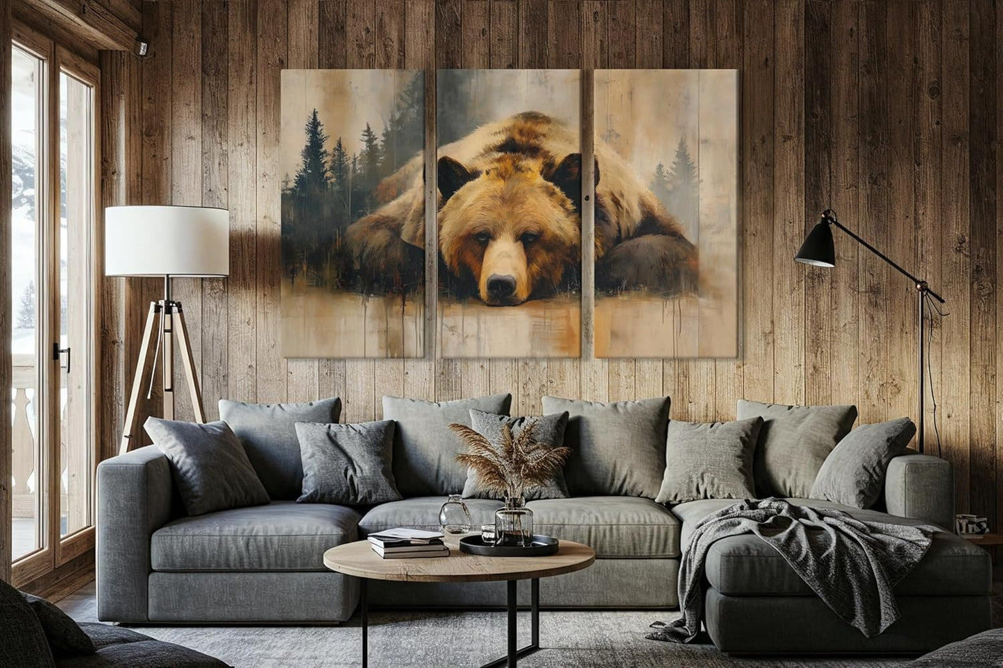 Wildlife Canvas Prints - Wild Animals Home Decor - Medium, Large, and Extra Large Wall Art for Living Room, Bathroom, Kitchen (Grizzly Repose, 47L" x 71W" - 3 panels)