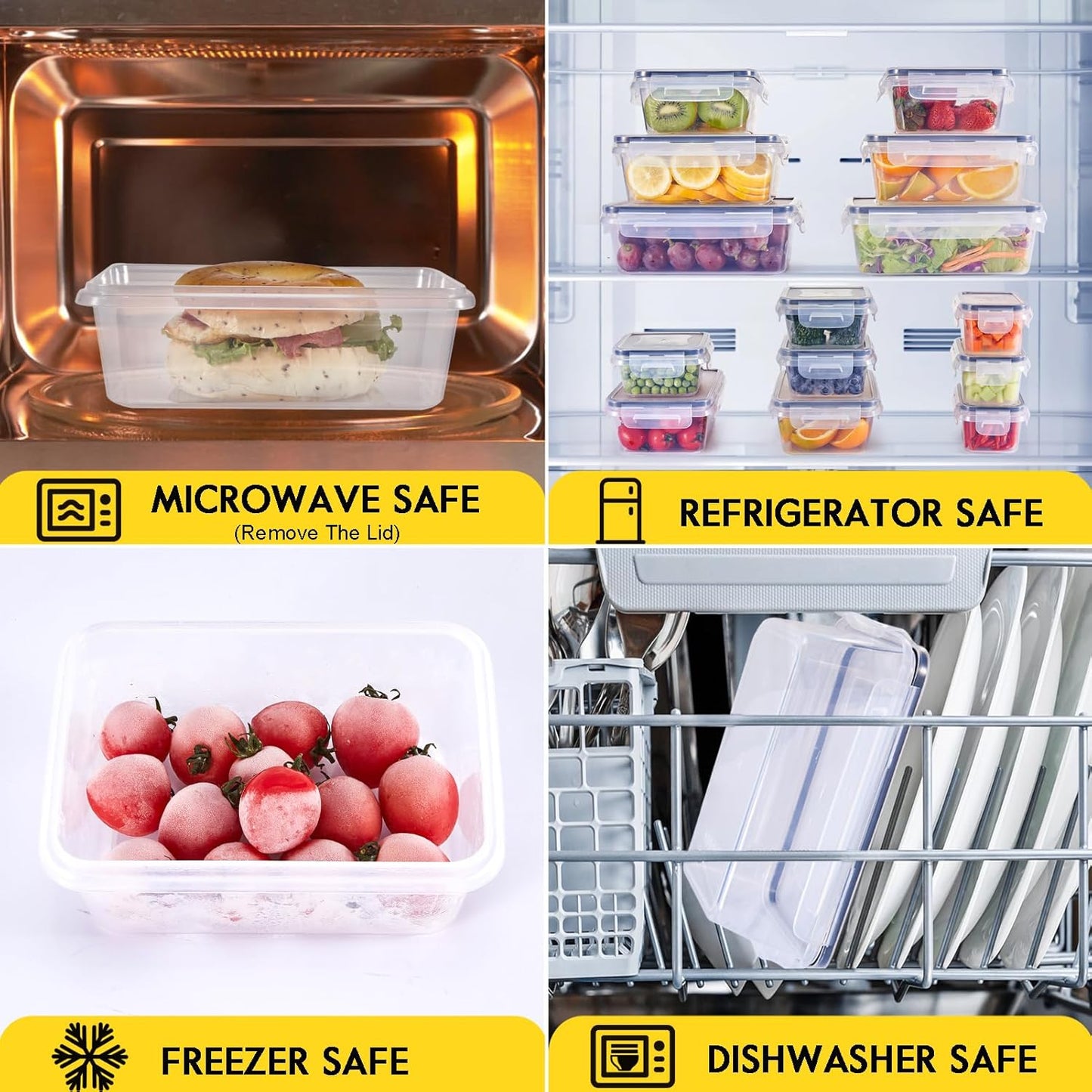 24-Pack Food Storage Container Set kitchen organizers Meal Prep Containers Lock Lids Reusable Plastic Lunch Box Snack Salad Containers 12 Boxes and 12 Lids Pantry and Kitchen Organization