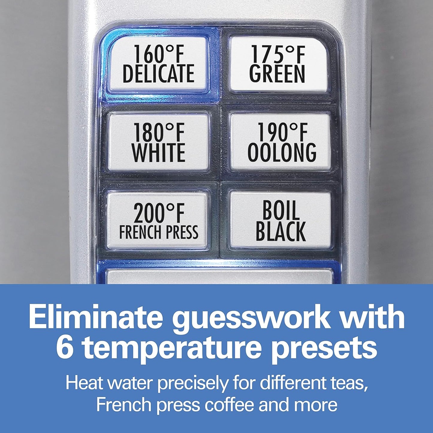 Hamilton Beach 1.7 Liter Temperature Control Electric Kettle, Water Boiler & Heater, Fast Boiling 1500 Watts, BPA Free, Cordless, Auto-Shutoff and Boil-Dry Protection, Stainless Steel (41020R)