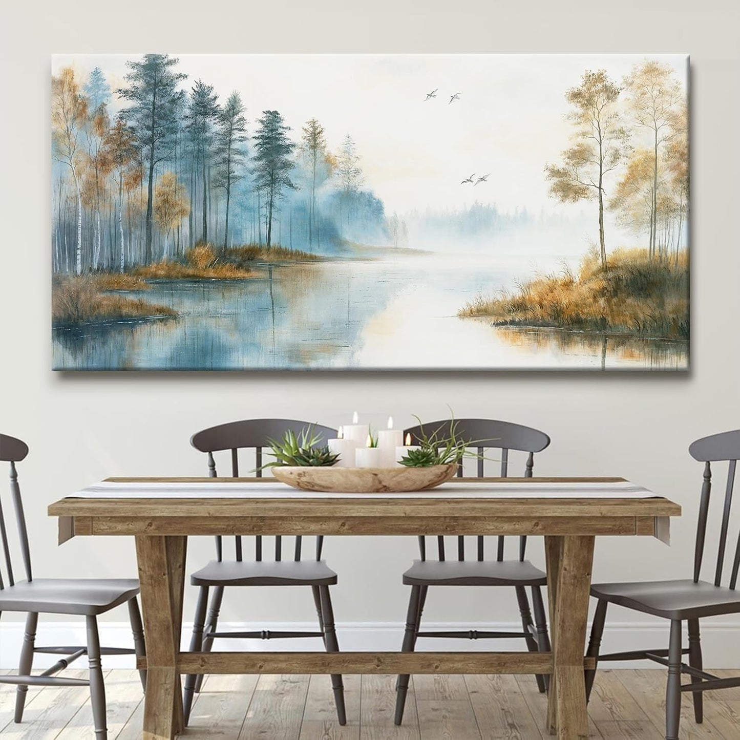 Suconvng Large Wall Art For Living Room Landscape Canvas Art Wall Decor Modern Tree Forest Wall Art Painting Prints Picture For Bedroom Office Kitchen Home Wall Decor 29"X58"