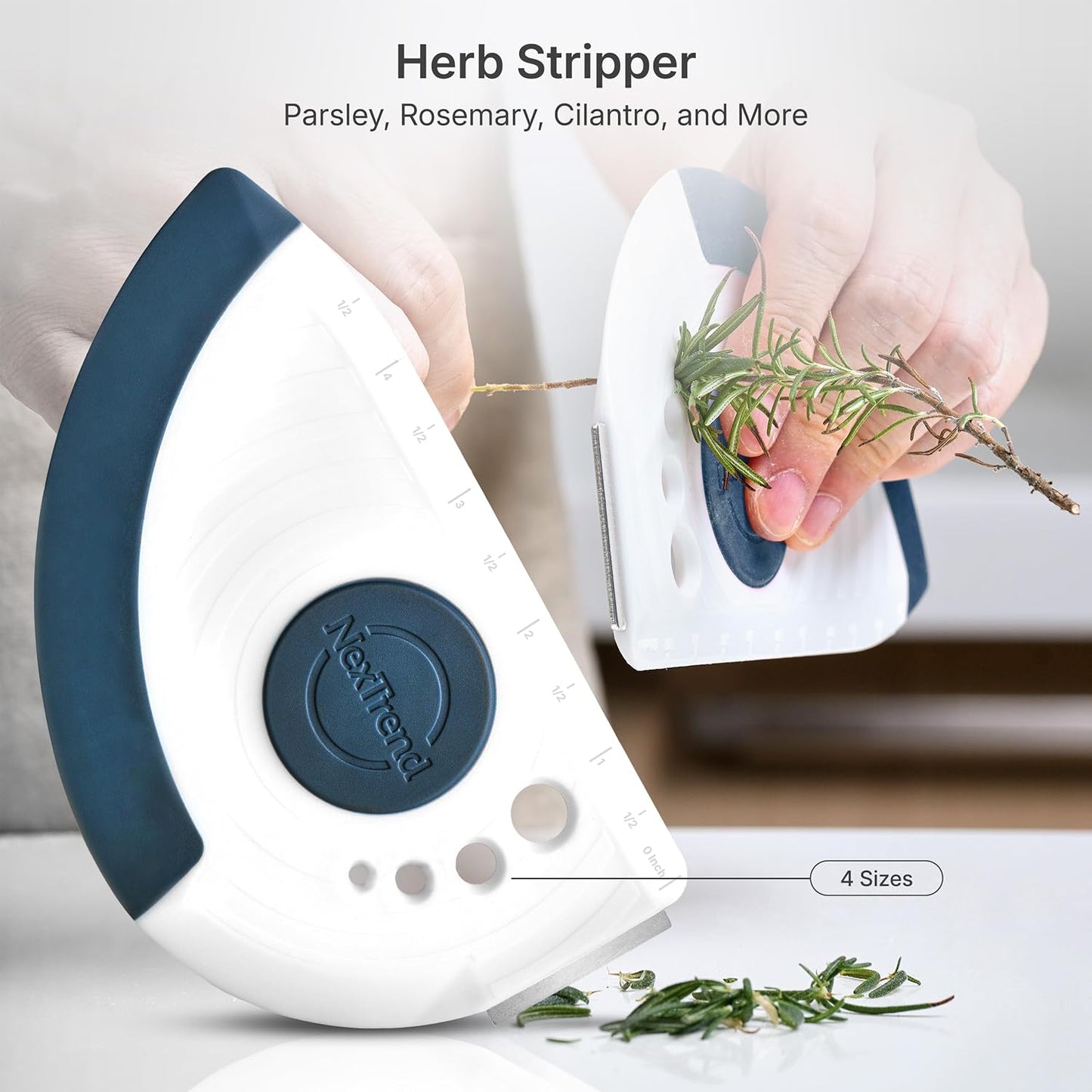 Nextrend BakerScraper – 5-in-1 Flexible Bowl Scraper, Bench Scraper and Dough Scraper with Stainless Steel Edge, Ruler & Herb Stripper – BPA Free, Dishwasher Safe - Blue