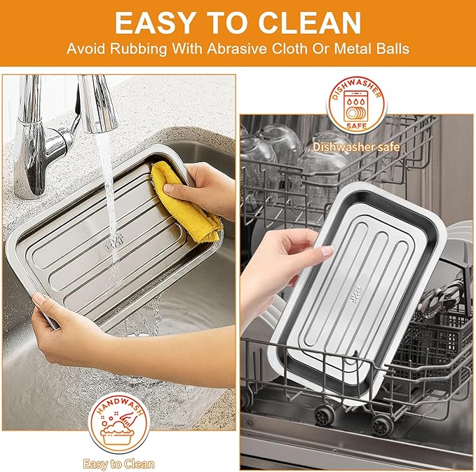 Air Fryer Grill Pan for Emeril Lagasse Dual Zone 360 Air Fryer Oven 25 QT Extra Large, 11.5''×6.7'' Steel Air Fryer Tray Accessories Grill Plate Crisper Plate Drip Pan Replacement Parts Rack