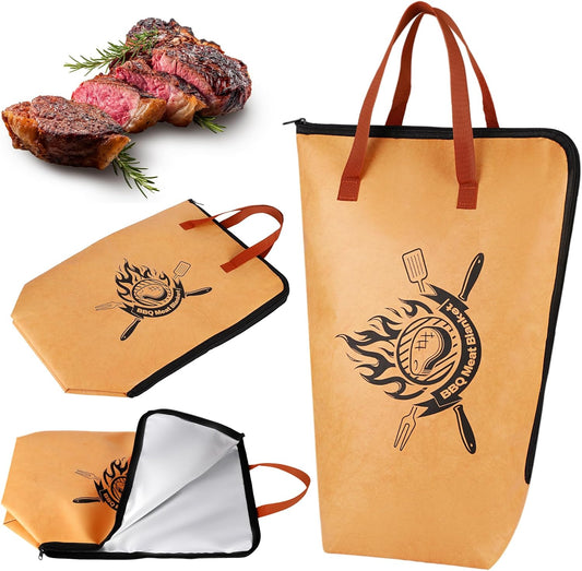 BBQ Blanket for Resting Meat,Multi Layer Insulated Meat Resting Bag for Grilling Accessories,Reuseable Smoker Meat Resting Blanket with Leak-Proof for Brisket,Turkey,Steak (21 Inch)