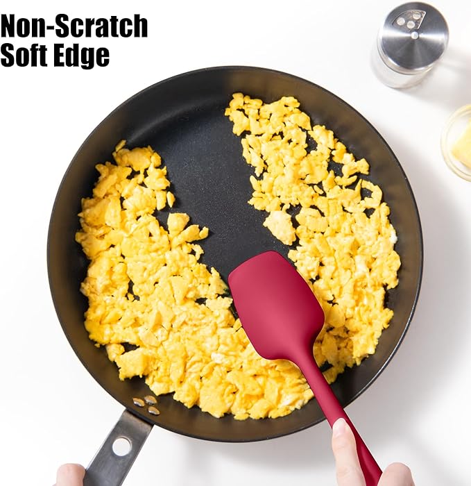 Heat Resistant Silicone Spoon Spatulas, Doosu 600°F High Temp Flexible Cooking Spoons Kitchen Spoonula Scratch-Proof for Mixing Stirring Scraping Serving Non-Stick Cookware (Set of 3, Multi-5)