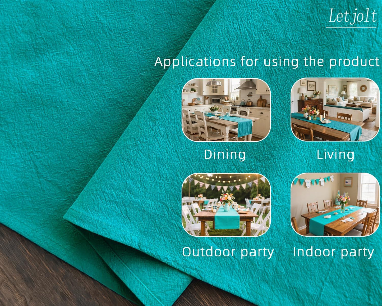 Letjolt Teal Table Runner 72 Inches Rustic Farmhouse Table Runner Cotton Runner Plain Table Decor