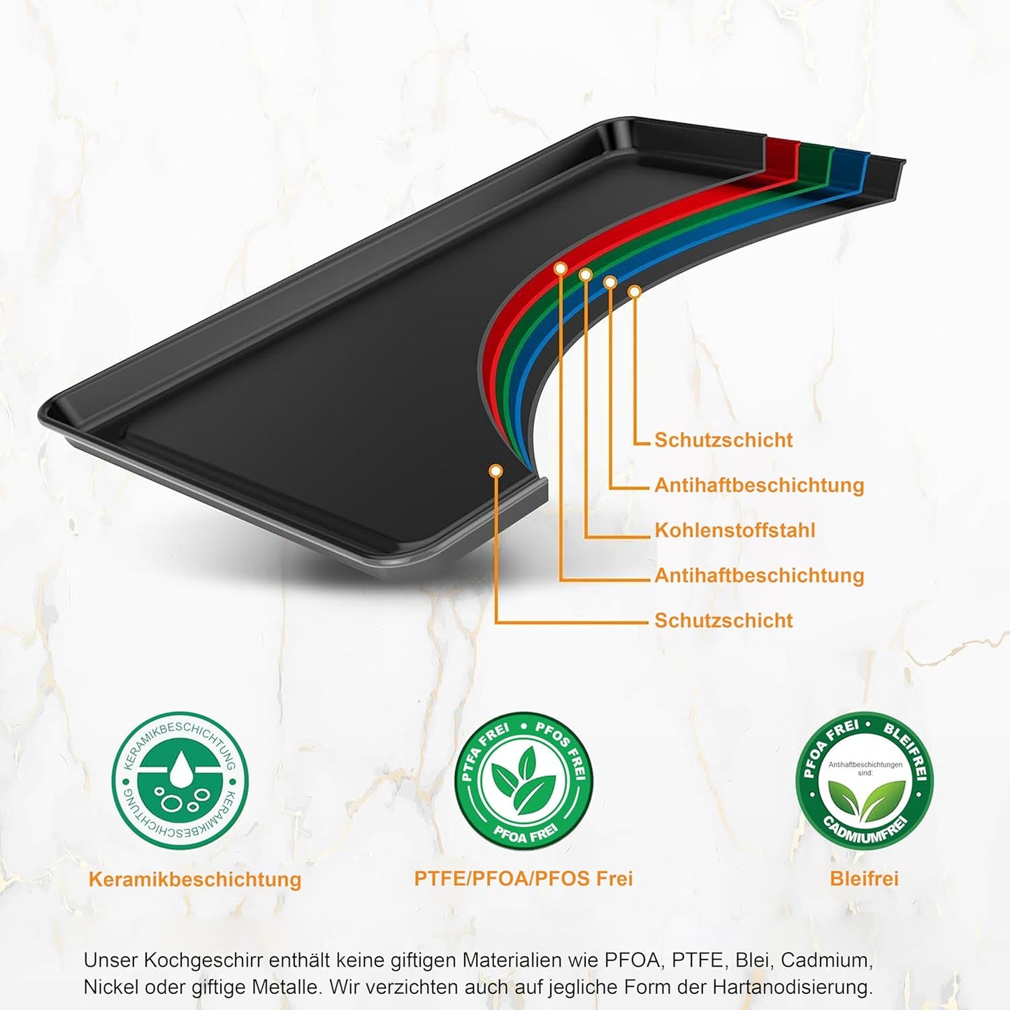 NutriChef 8-Piece Nonstick Stackable Bakeware Set - PFOA, PFOS, PTFE Free Baking Pans Set w/Non-Stick Coating, 450°F Oven Safe, Round Cake, Loaf, Muffin, Wide/Square Pans, Cookie Sheet (Gray)