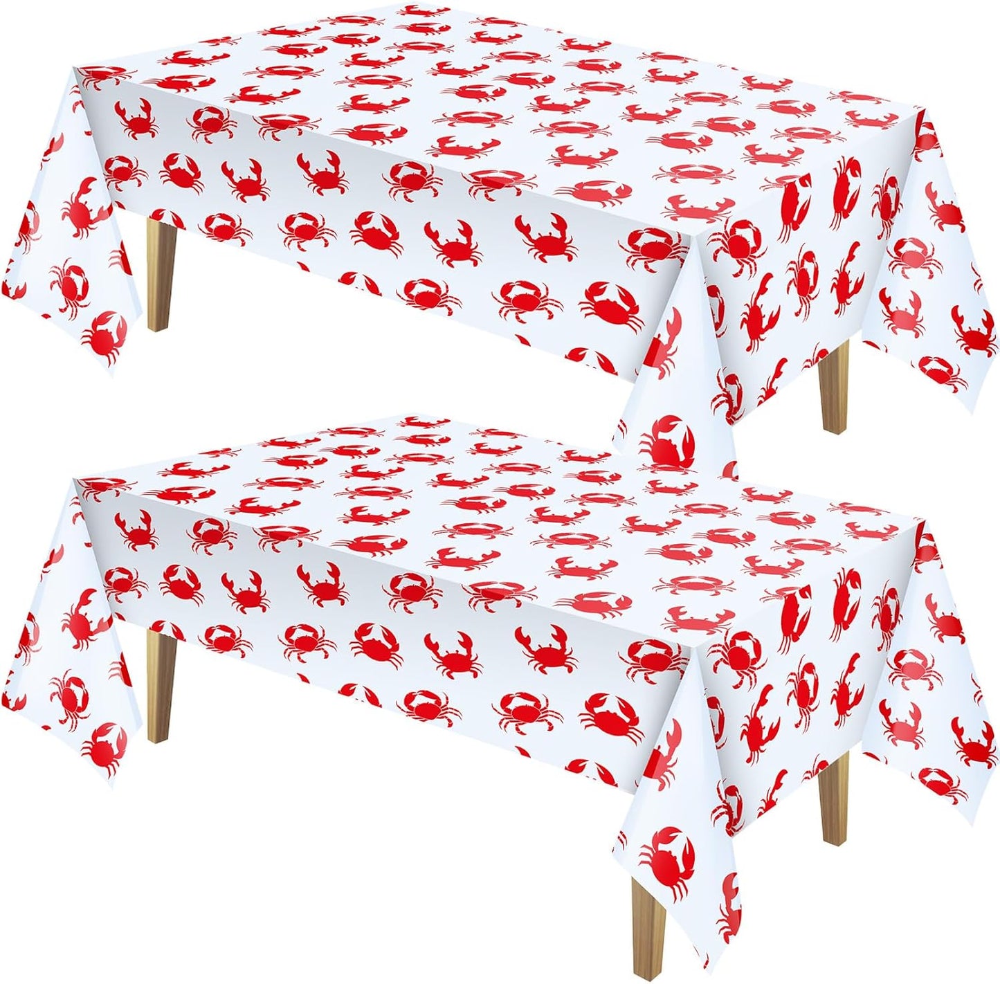 Juexica 2 Pcs 54 x 108 Inch Crab Boil Party Table Cloth Summer Seafood Party Supplies Plastic Crab Tablecover Decorations Rectangular for Sea Animals Dining Kitchen Centerpiece