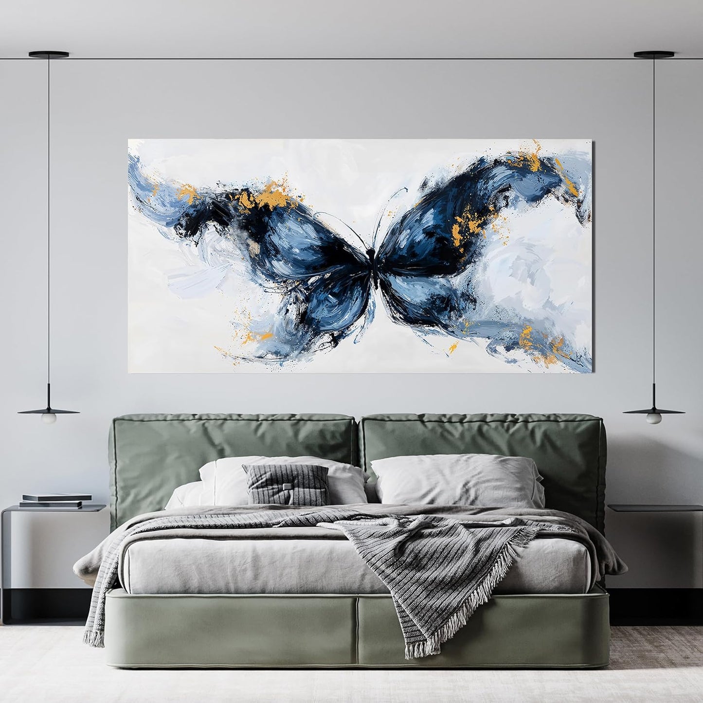 TAIJXAGSG Abstract Canvas Wall Art Decor Large Wall Art For Living Room Butterfly Artwork For Room Posters Wall Art Office Decor 24"X 48" Artwork For Walls Black Abstract Art Abstract Canvas Art Wall