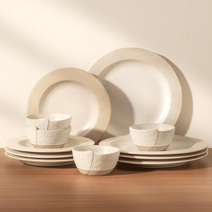 Dinnerware sets plates and bowls sets modern plates,Ceramic Dinnerware Sets,12 Pieces Porcelain Lightweight Plates,Scratch Resistant Dish Set (style - 5, 4 - Set (12pcs))