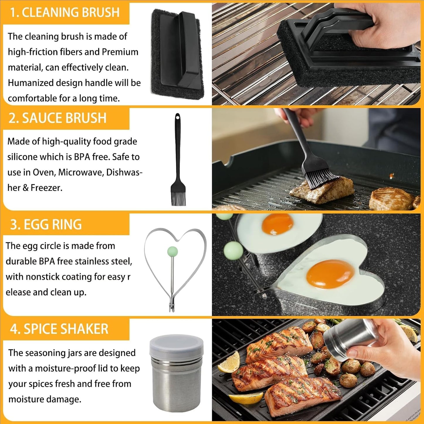 150Pcs Griddle Accessories Kit, Flat Top Grill Accessories Set for Blackstone and Camp Chef, Griddle Spatula Set with Metal Spatula, Enlarged Spatulas, Basting Cover for Outdoor Barbecue