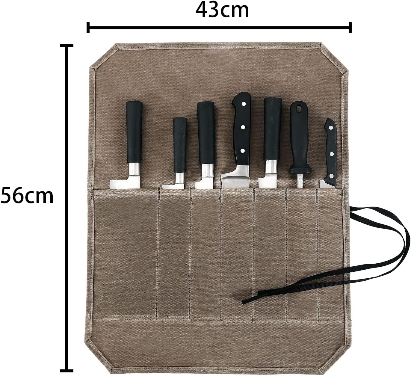Chef’s Knife Roll Case, Waxed Canvas Cutlery Knives Holders Protectors, Home Kitchen Cooking Tools And Utensils Wrap Bag Wallet, Multi-Purpose Brush Roll Bag, Travel Tool Roll Pouch