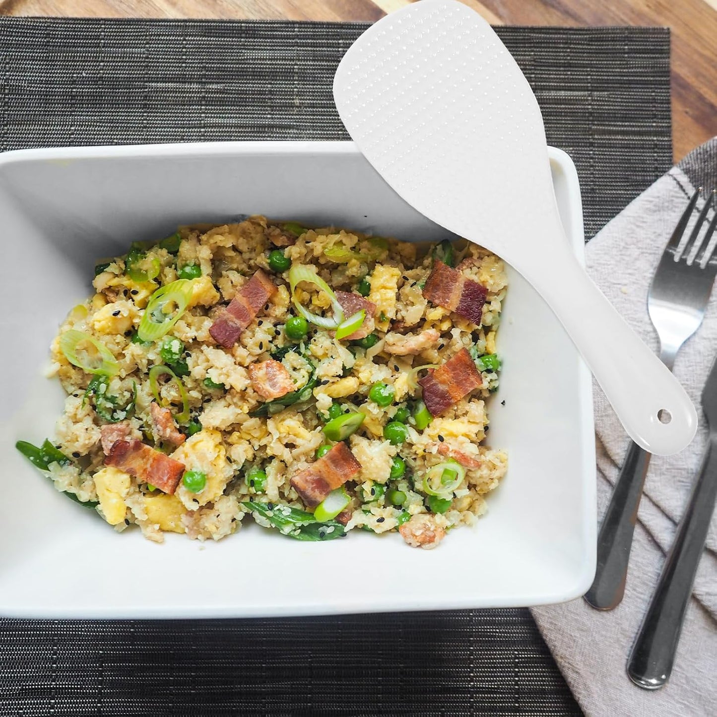 VOSAREA 2pcs Rice Spoons Ceramic Rice Paddles Non-stick Rice Serving Spoon Rice Potato Food Server Spatula Rice Scooper Kitchen Tool Rice Cooker Spoons Cooker Scoops