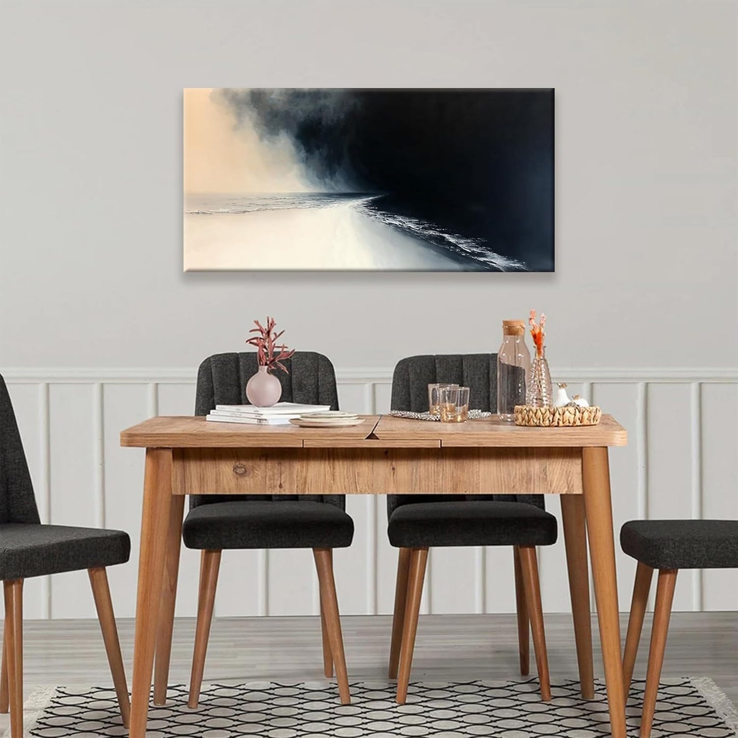 Tsomzxng Black And White Abstract Wall Art Modern Minimalist Canvas Art Wall Decor Print Picture Abstract Wall Decor Painting Picture For Bedroom Office Home Wall Decoration 20 X 40 In