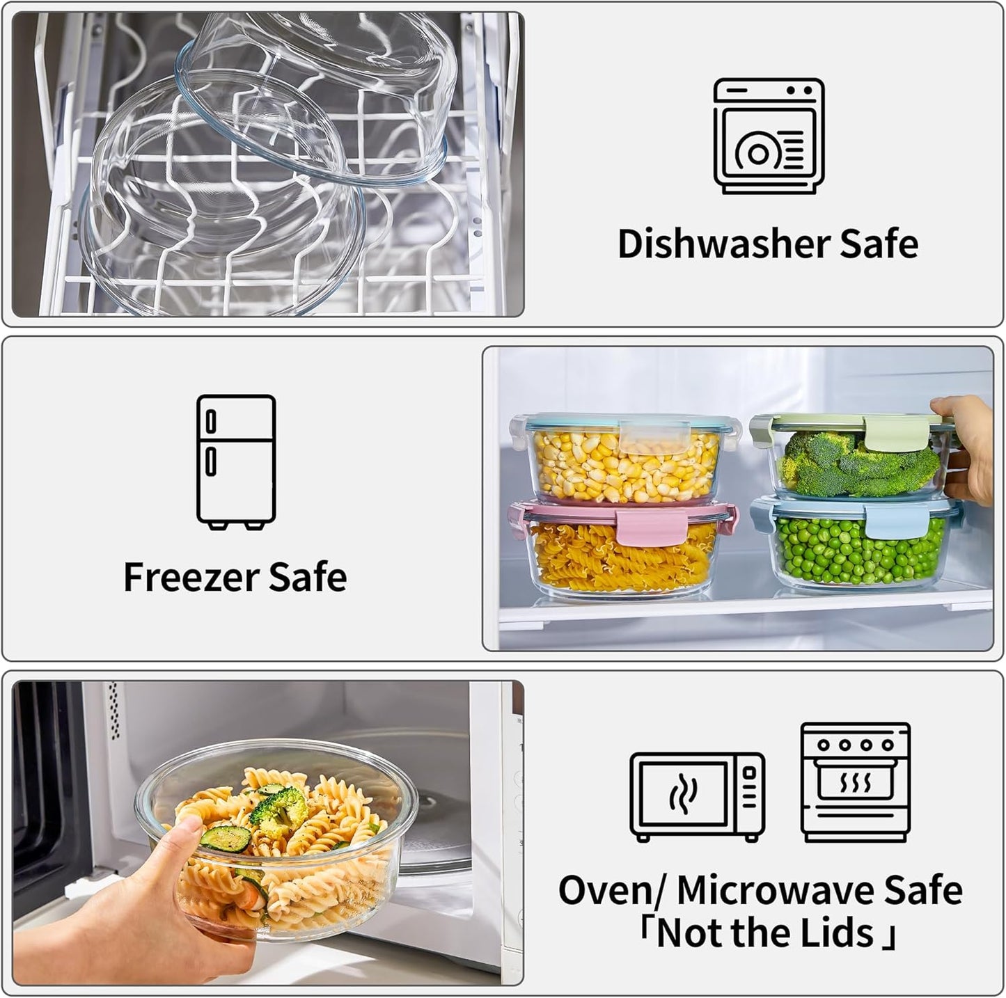 8 Pcs Round Glass Containers with Lids Airtight 4 Cup Glass Storage Containers Set Meal Prep Containers for Soup Leftover Microwave, Dishwasher, and Freezer Safe(4 Sets