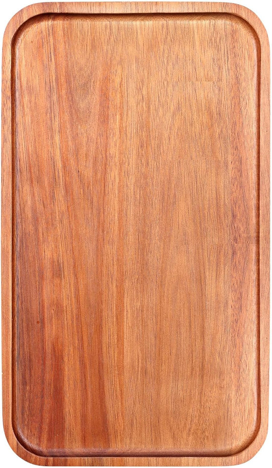 Medium Wooden Serving Trays for Party Long Charcuterie Boards Rectangle Acacia Wood Platter Fruit Dessert Tray for Food Dish Snack Cookie Appetizer Plates Cheese Board Kitchen Dinner Platters