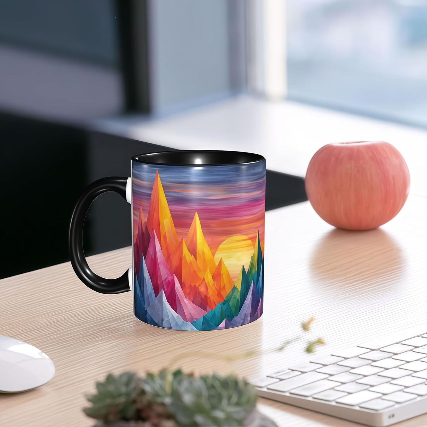 FyLybois Mountain Coffee Mug Ceramic Coffee Cup with Handle Microwave Safe for Home or Office Gifts for Women and Men