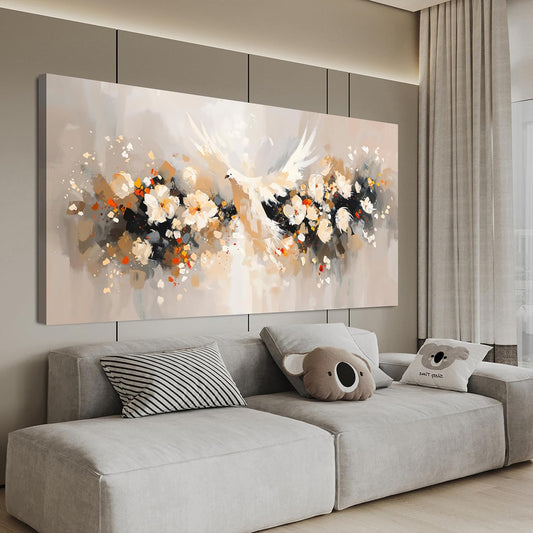 Large Canvas Wall Art Decor Wall Art Pictures for Living Room Colorful Flowers Wall Art Prints Artwork for Walls Oversized Dove of Peace Wall Art Art Work for Wall Decor Home Office Decor 29" X 58"