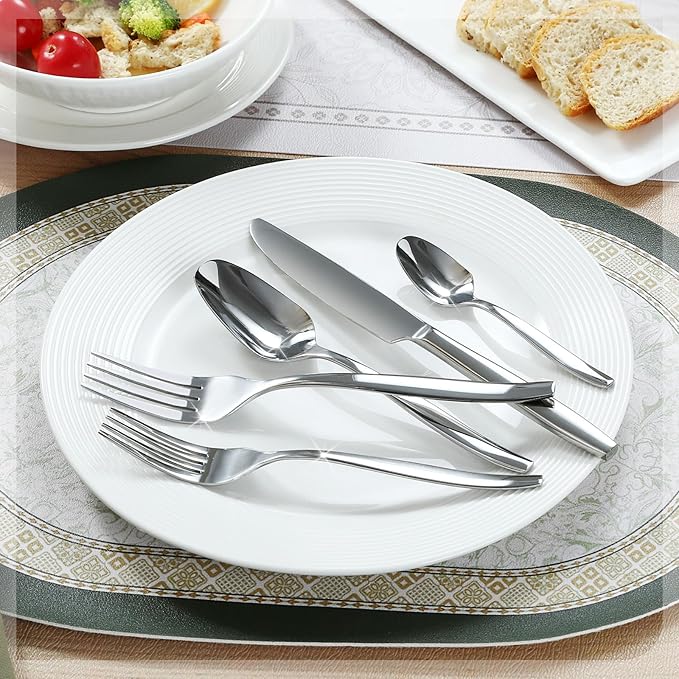 Silverware Set,30-Piece Stainless Steel Flatware Set for 6,18/0 Rust-Proof Cutlery Set with Forks & Spoons,Mirror Polished Dishwasher Safe - Heavy Duty Tableware for Wedding Housewarming