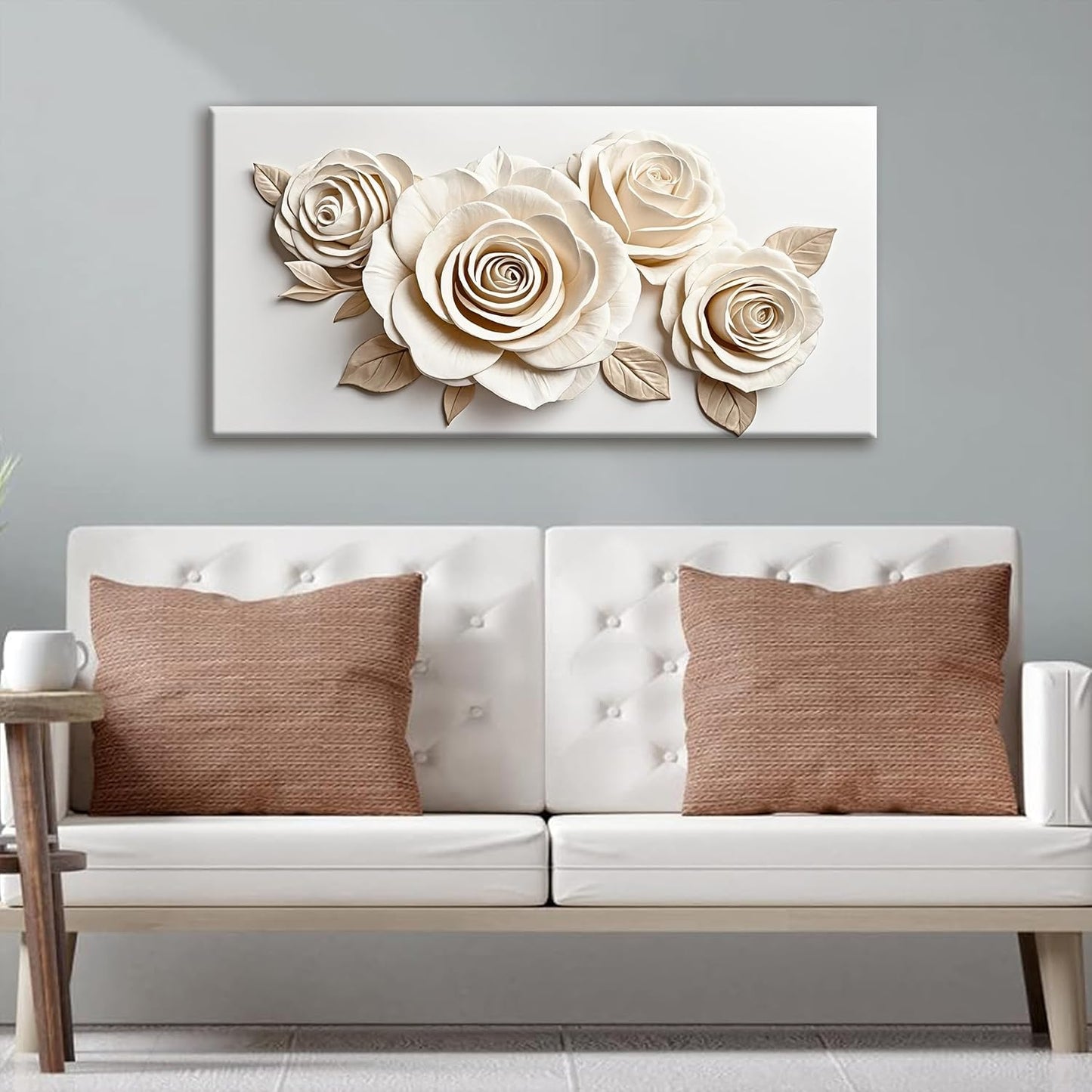 Canvas Art Wall Decor Print Paintings White Flower Wall Art Prints Pictures Decor Ready To Hang Pictures For Bedroom Bathroom And Office Kitchen Home Wall Decor Artwork 20"×40"