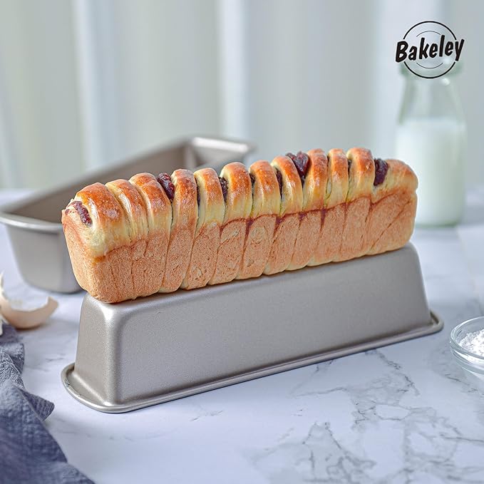 Rectangle Mini Banana Bread Loaf Pan Set, 2Pcs, 10-Inches, Mini Loaf Pans for Baking Bread, Non-Stick Carbon Steel, Bakeware for Oven Baking(Champagne Gold, 10.2" x 3.2" x 2.3")