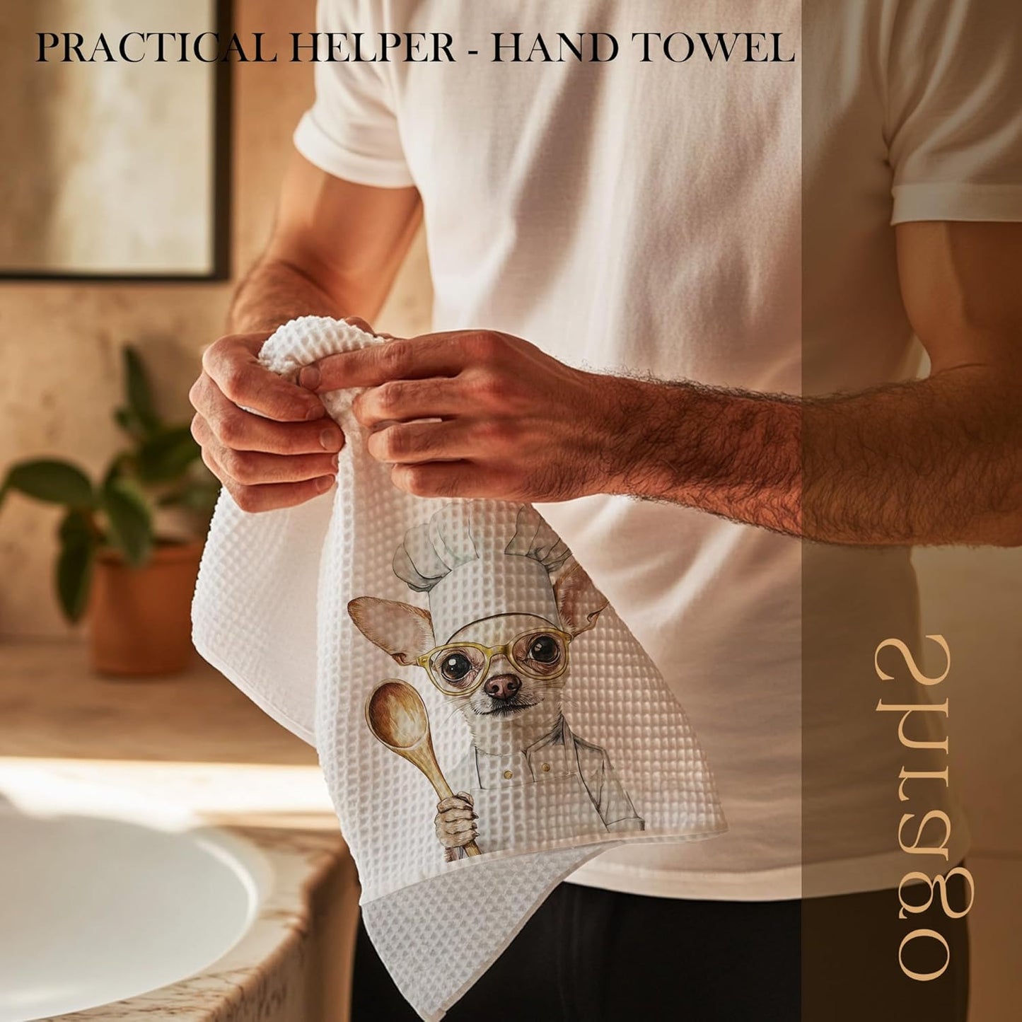 Funny Chihuahua Dog Kitchen Towels, Chihuahua Gifts for Women Dish Tea Towels for Kitchen, Dog Lovers Mom Dad Owner Gifts Decorative Hand Towels, 16x24 Inch