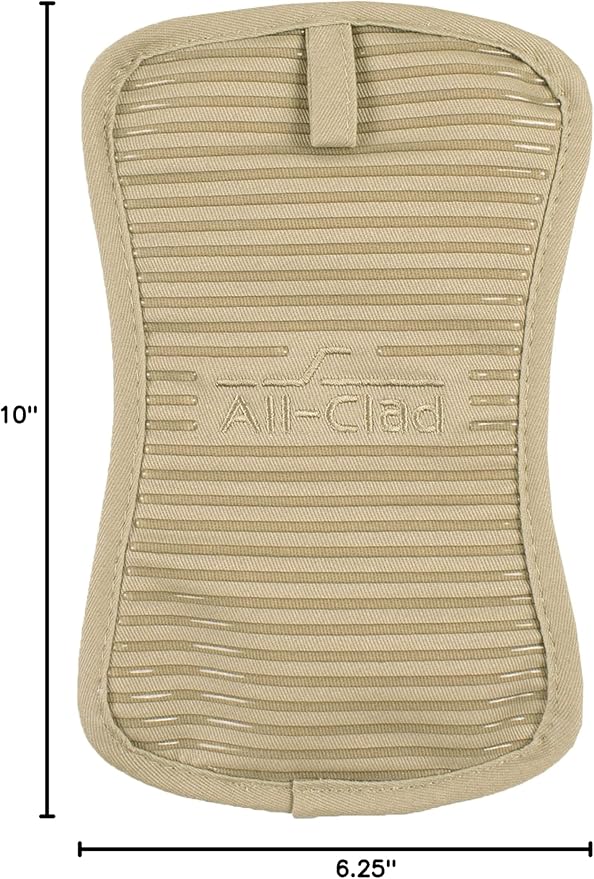 All-Clad Premium Pot Holder & Hot Pad: Heat Resistant to 500 Degrees - 100% Cotton, 10"x6.25" Hot Pad for Kitchen and Barbeque, (1-Pack), Cappuccino