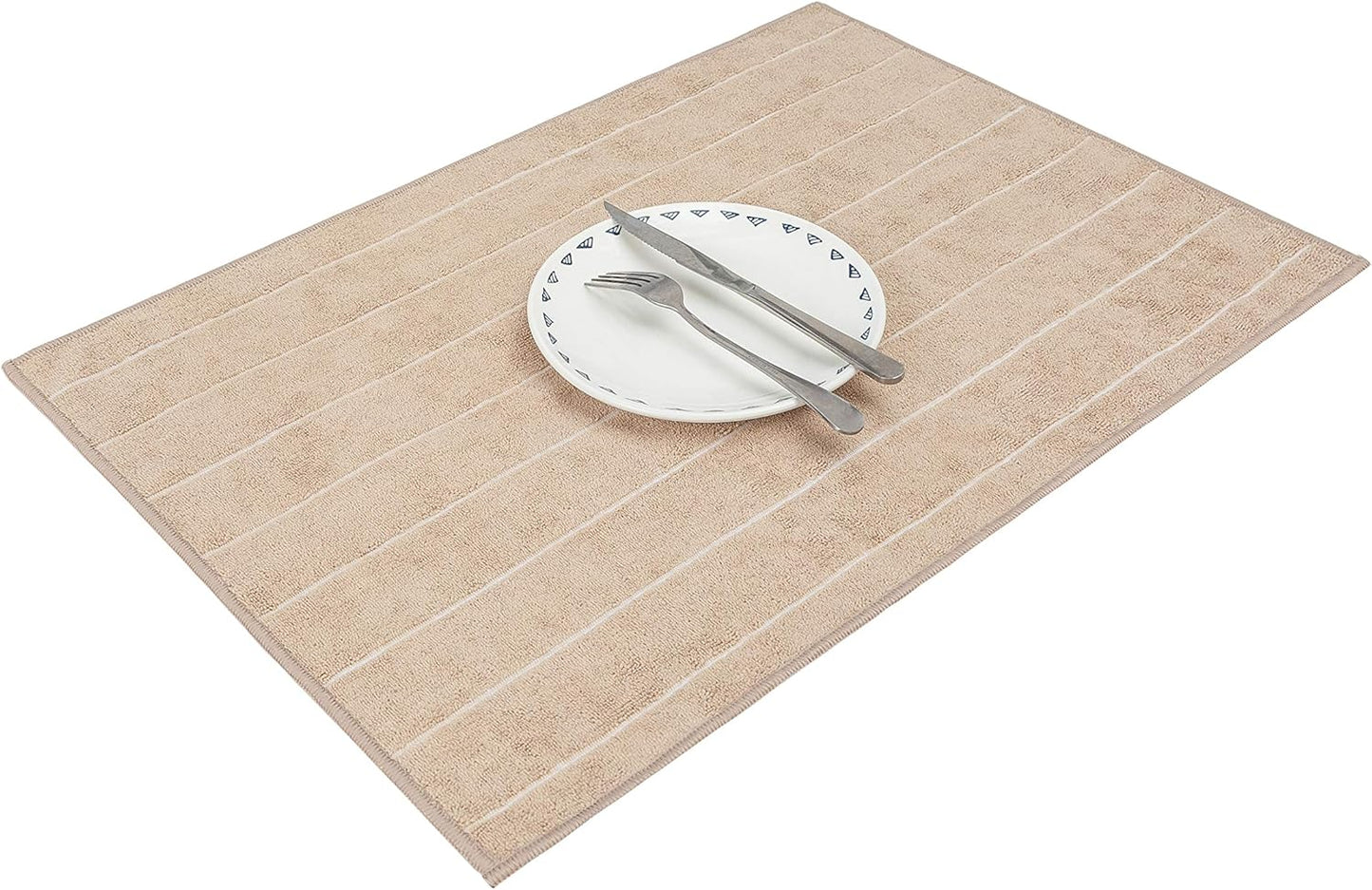 Microfiber Kitchen Towels - Super Absorbent, Soft and Solid Color Dish Towels, 8 Pack (Stripe Designed Brown and White Colors), 26 x 18 Inch