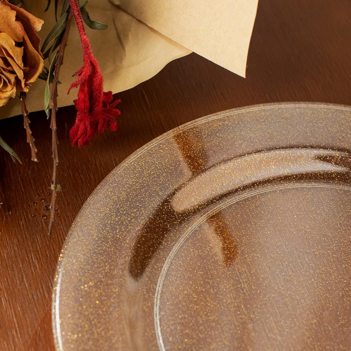 I00000 150PCS Gold Disposable Plates Silverware, Gold Glitter Dinnerware Set Include 25 Dinner Plates 10.25’’, 25 Dessert Plates 7.5’’, 25 cups 10 OZ, 25 Forks, 25 Knives, 25 Spoons for Wedding,Party