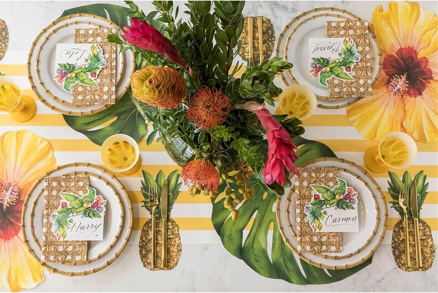 Disposable Marigold Striped Table Runner - Paper Table Runner Roll for Parties or Weddings - American Made