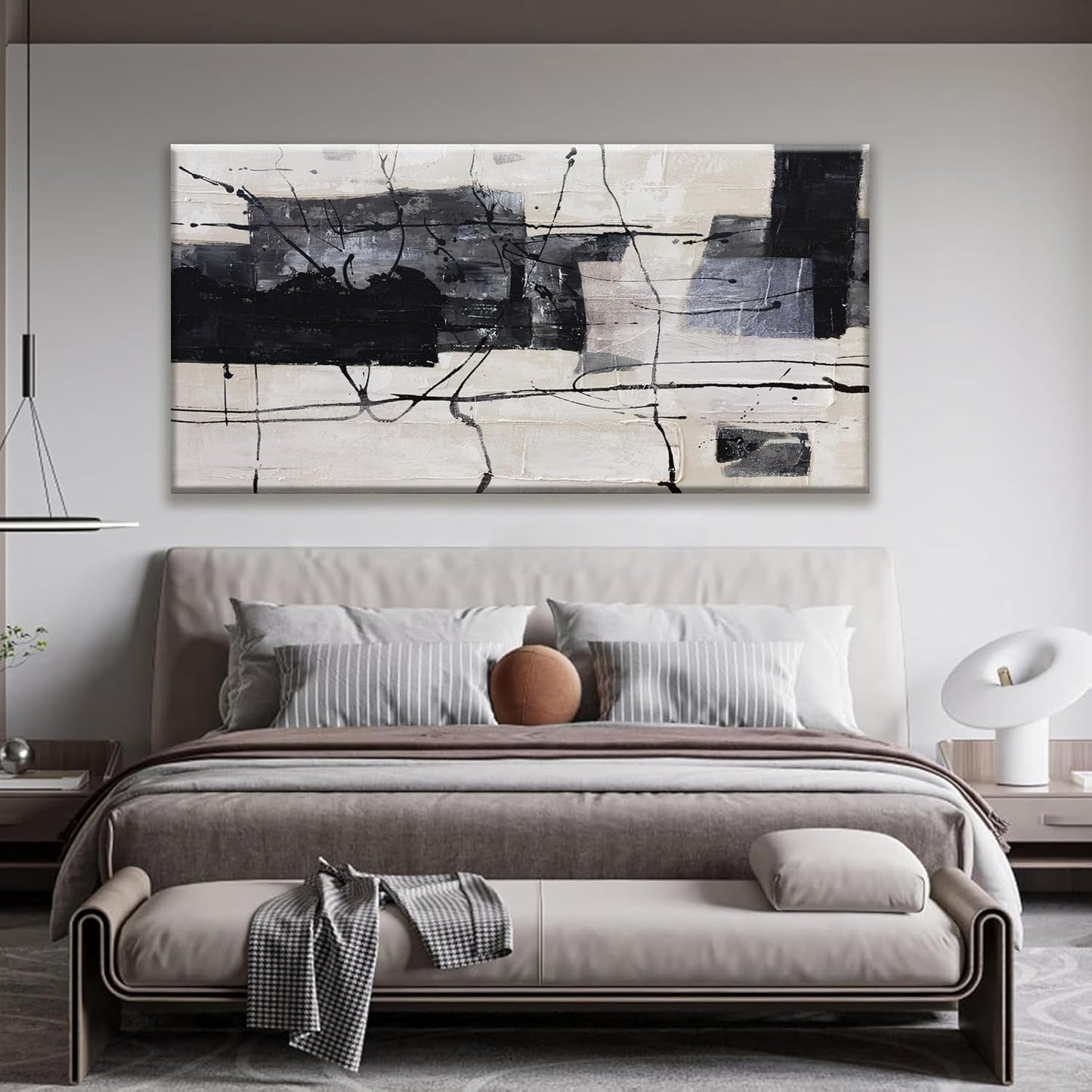 Large Abstract Wall Art Wall Decor Black And White Wall Art Living Room Canvas Picture Painting Artwork For Bedroom Dinning Room Canvas Art Modern Home Decor Wall 29x58 In