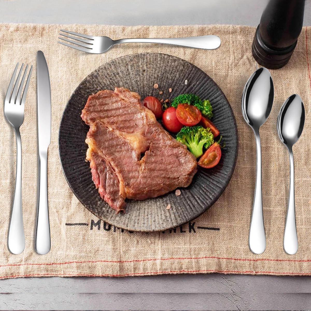 Modern Flatware Silverware Set for 4 Stainless Steel Cutlery 24 Pieces include Forks Spoons Knives Mirror Polished Dishwasher Safe Home and Restaurant Utensils