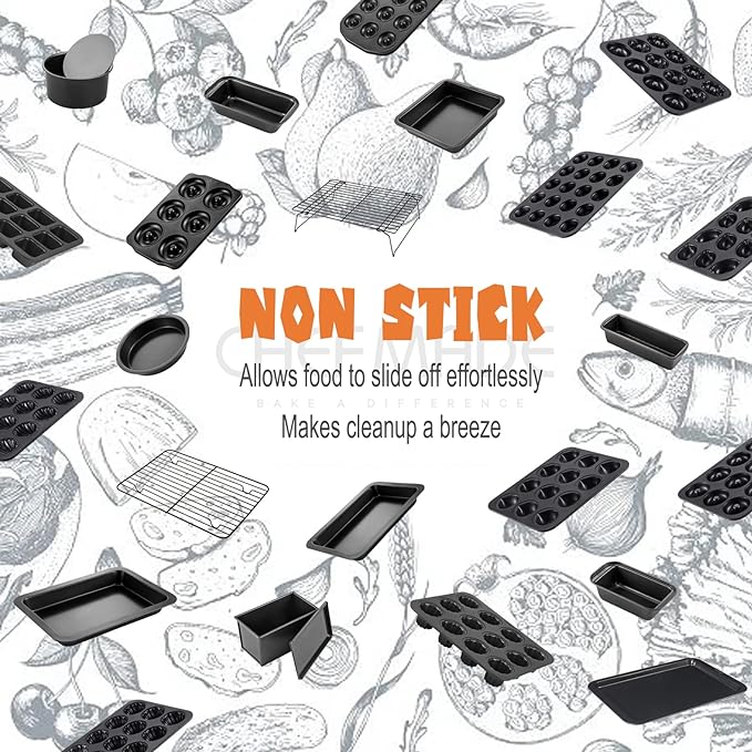 CHEFMADE Rectangular Cake Pan, Nonstick 10.8 Inch Oblong Cake Pan, 7" x 10.8", Set of 2