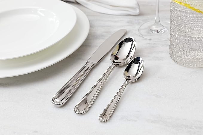 Fortessa Caviar 18/10 Stainless Steel Flatware, 5 Piece Place Setting, Service for 1