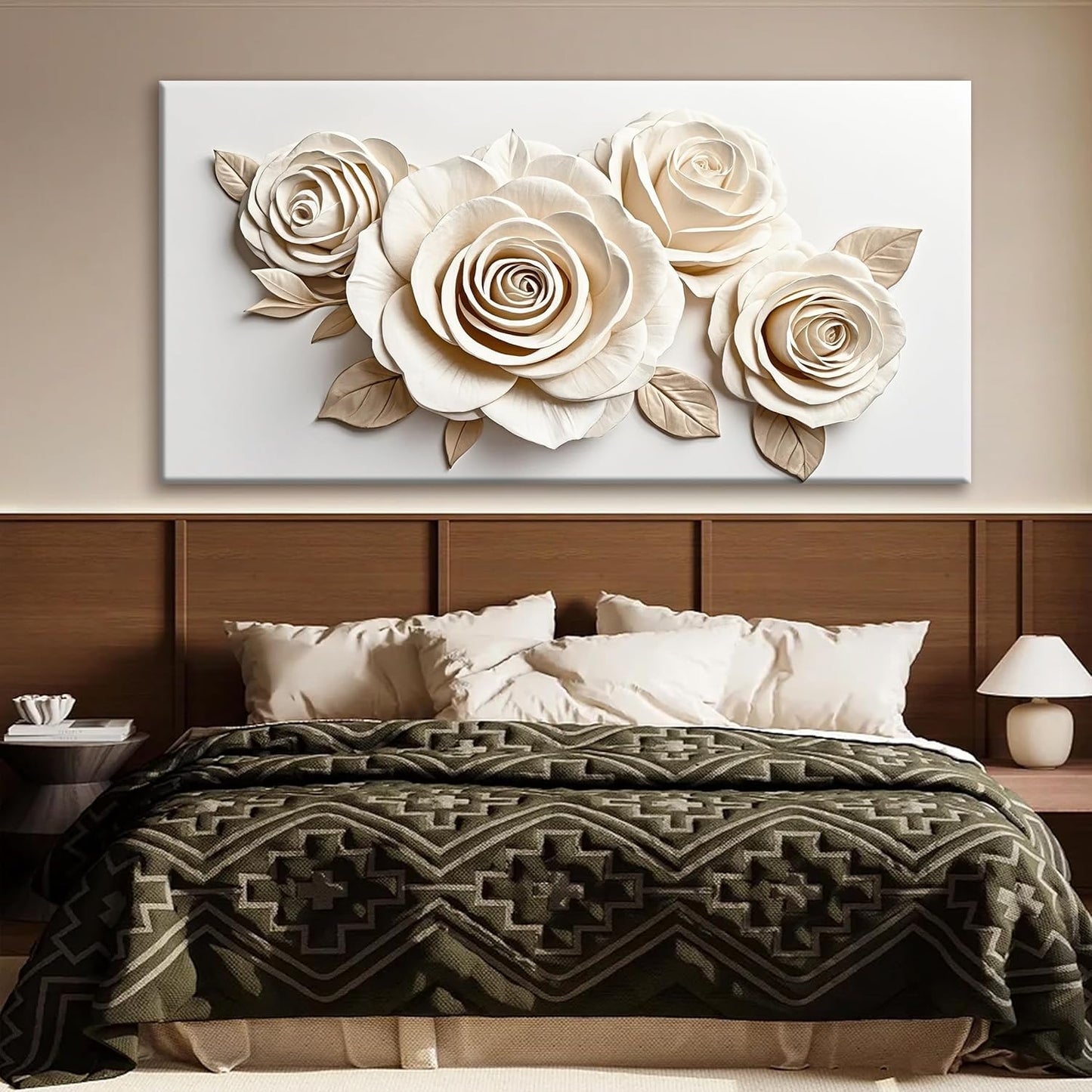 Canvas White Wall Art Living Room Home Wall Decor Modern Canvas Art Wall Decor 29x58 Inches Large Flower Wall Art Elegant Picture For Bedroom Hotel Office Artwork