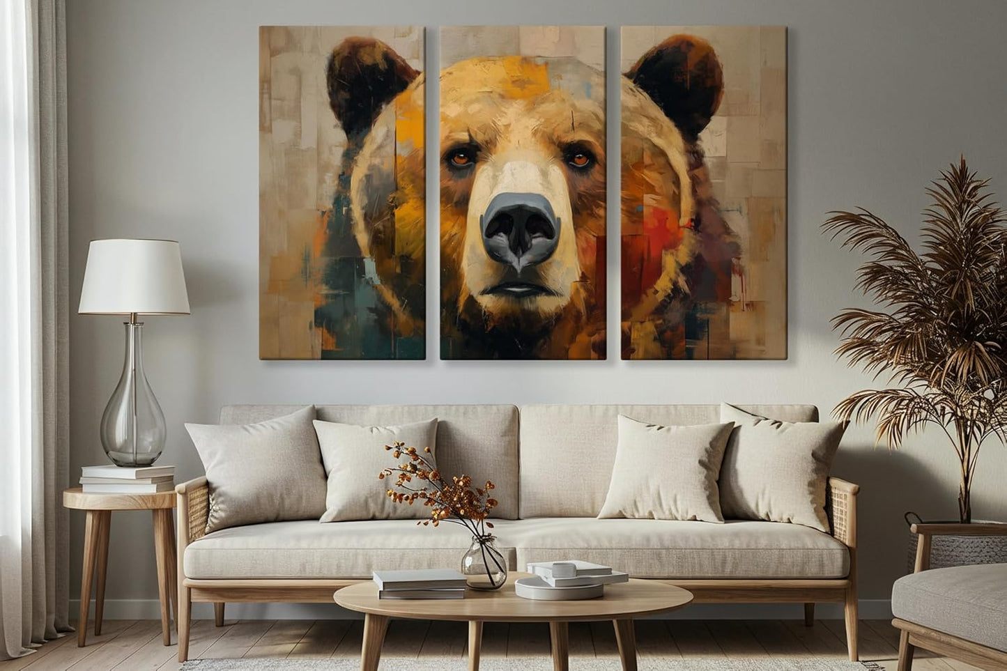 Wildlife Canvas Prints - Wild Animals Home Decor - Medium, Large, and Extra Large Wall Art for Living Room, Bathroom, Kitchen (Fragmented Strength, 55L" x 83W"- 3 Panels)