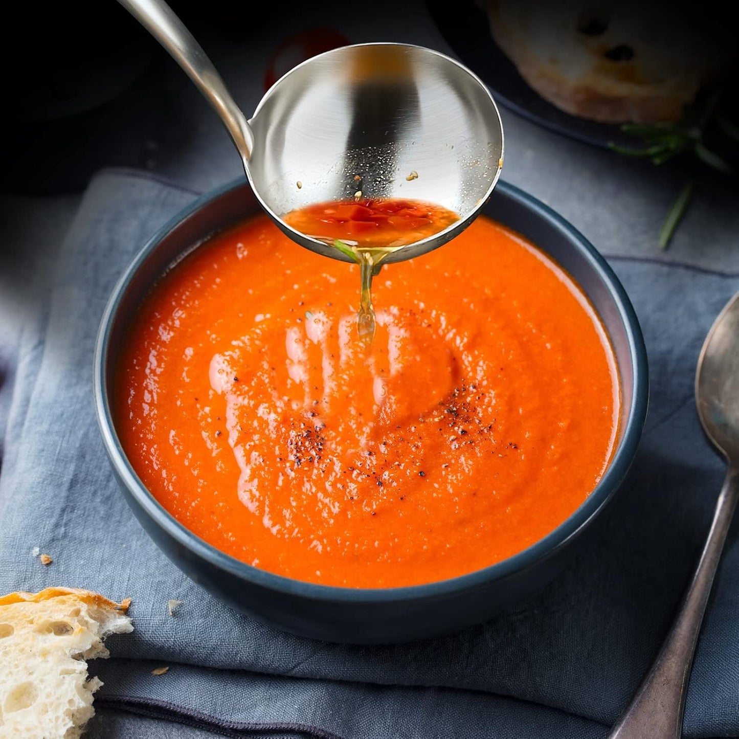 Kitchen Utensils,Contains Soup ladle,Spaghetti Claw,Wok Turner Shovel,Slotted Turner,Colander,Premium Stainless Steel,No rust,Dishwasher Safe (E.Soup Ladle)