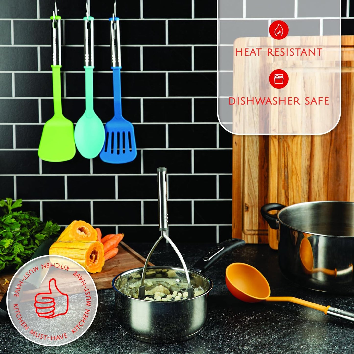 Kitchen Utensils Set 35 PCS Cooking Utensils Set, Nonstick and Heat Resistant Nylon Stainless Steel Silicone Spatula Set - Kitchen Gadgets Home Essentials Kitchen Accessories, Apartment Must Haves