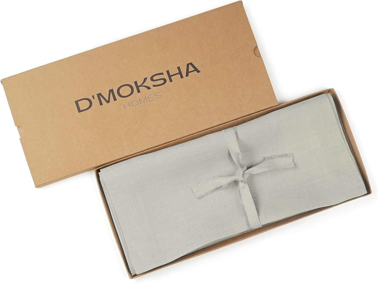 D'Moksha Homes Linen Silver Grey Table Runner 108 Inches Long - 100% Pure Linen Dining Table Runner 14 x 108 Inch for Fall, Autumn and Halloween - Machine Washable