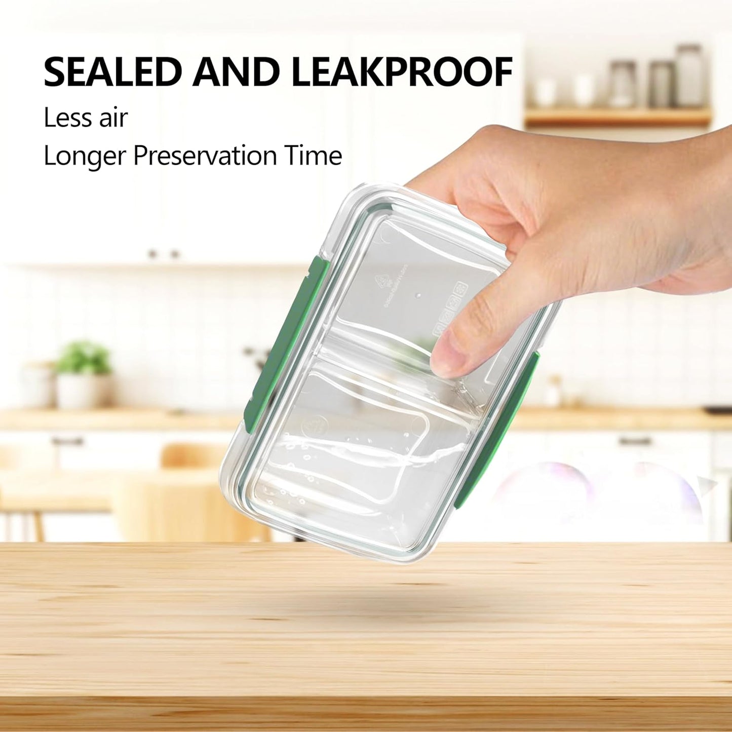 Finorder 3 Pack Food Storage Containers | 11.8 oz BPA Free Plastic Meal Prep Containers with Dividers | Microwave & Dishwasher Safe Sandwich Boxes | Stackable Lunch Containers (11.8 oz Each)