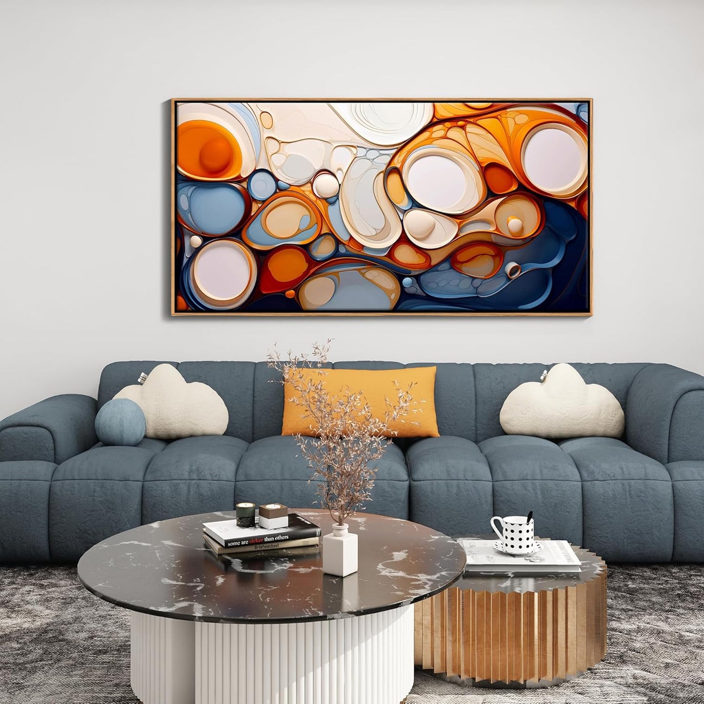 Large Abstract Wall Art: Framed Canvas for Living Room - Colorful Modern Aesthetic Bedroom Decor Above Bed, Office Artwork 2958IN Wood Frame