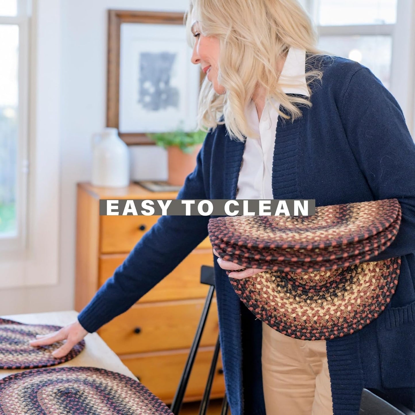 Homespice Prescott Jute Braided Long Table Runner, Warm Primitive Decor, Black and Red Rectangle 11x36 - Rich Colors, Easy to Clean, Durable and Protects Furniture