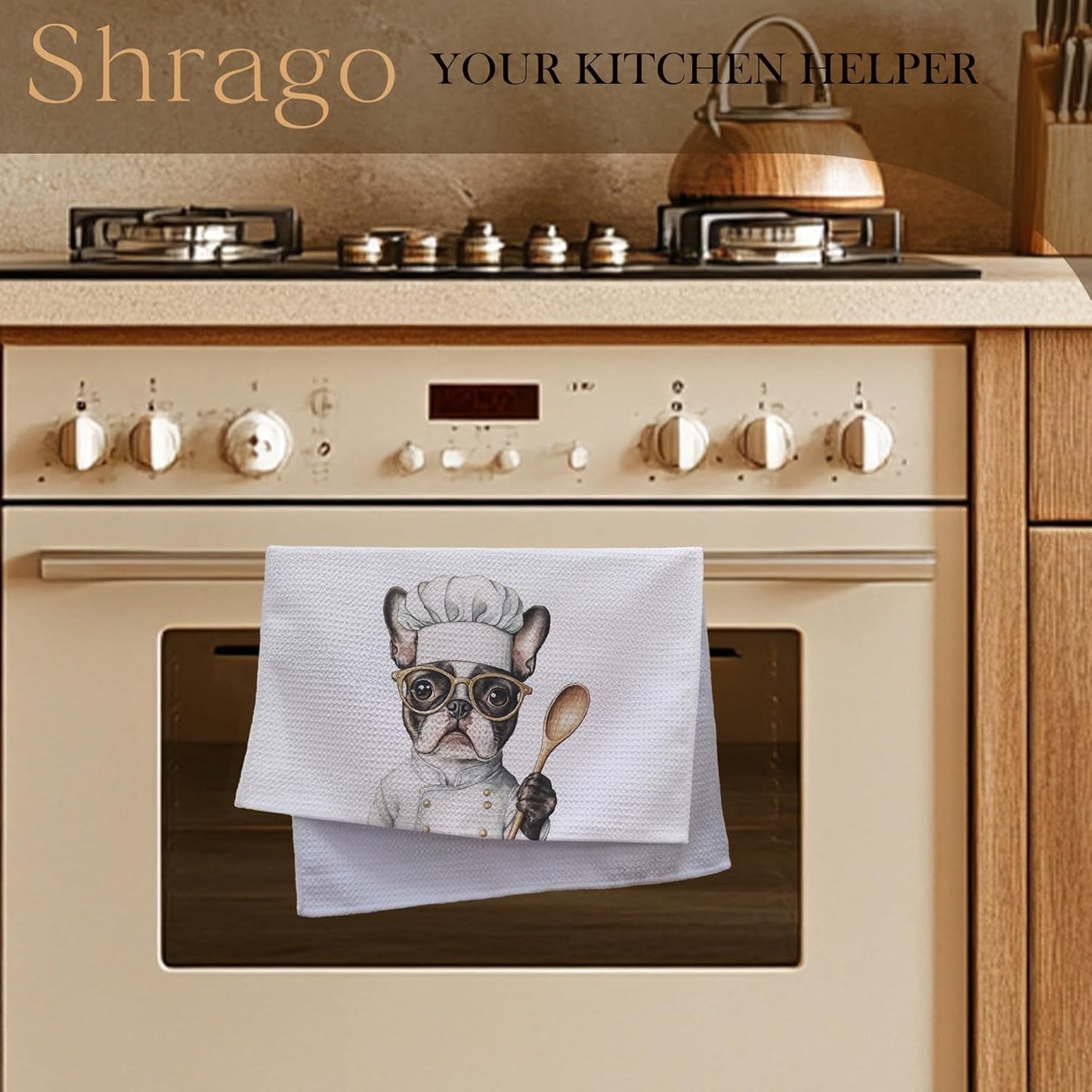 Funny Boston Terrier Dog Kitchen Towels, Boston Terrier Gifts for Women Dish Tea Towels for Kitchen, Dog Lovers Mom Dad Owner Gifts Decorative Hand Towels, 16x24 Inch