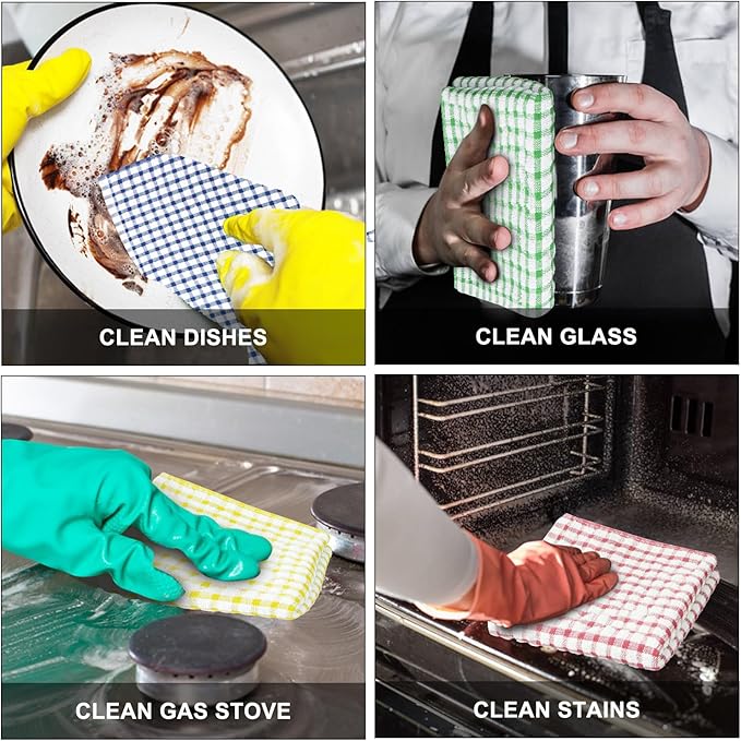 Nialnant 12 Pack Kitchen Towels and Dishcloths Set, Dish Rags for Washing Dishes, 100% Cotton Reusable Cleaning Rag, Quick Drying Dish Towels for Kitchen