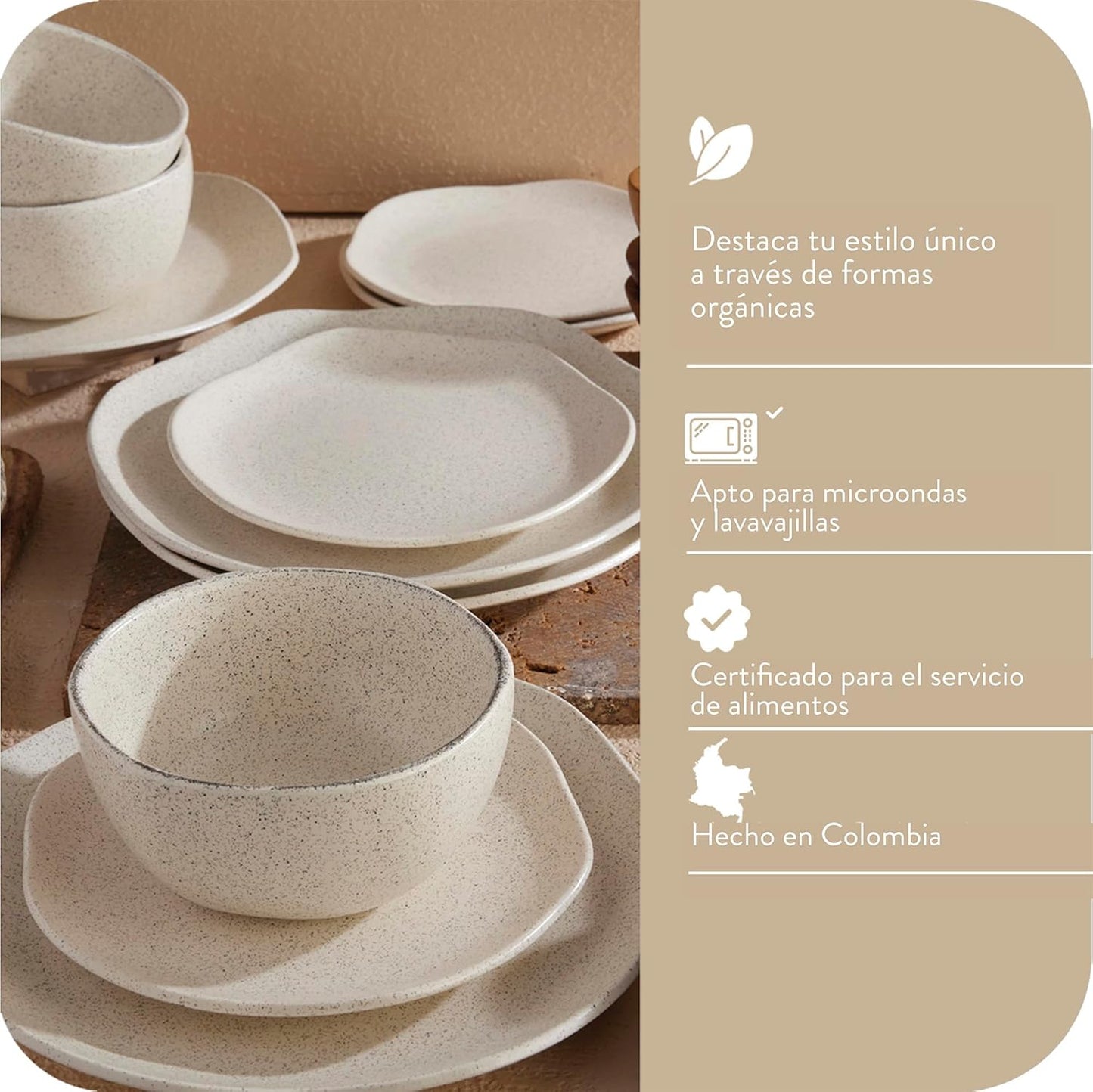 Corona Dinnerware Set 12– piece, Plates and Bowls Set, Ceramic Sets for 4, Microwave and Dishwasher Safe, Orion Reactive Glaze