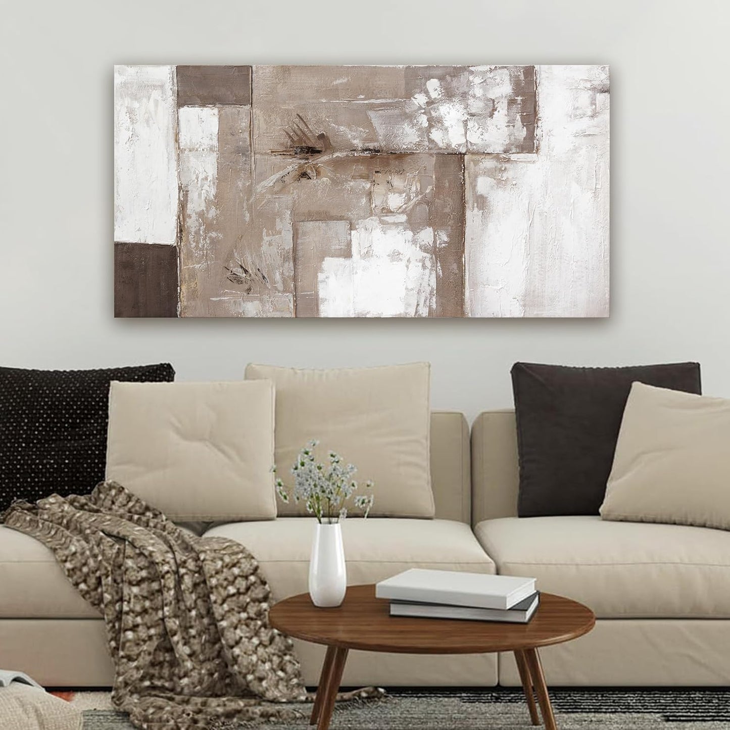 YISXINOAG Abstract Wall Art Ready To Hang Canvas Art Wall Decor Modern Fantasy Paintings Brown Grey And White Wall Art Prints Canvas Painting For Bathroom Wall Decor Bedroom Office Decoration 20"X40"