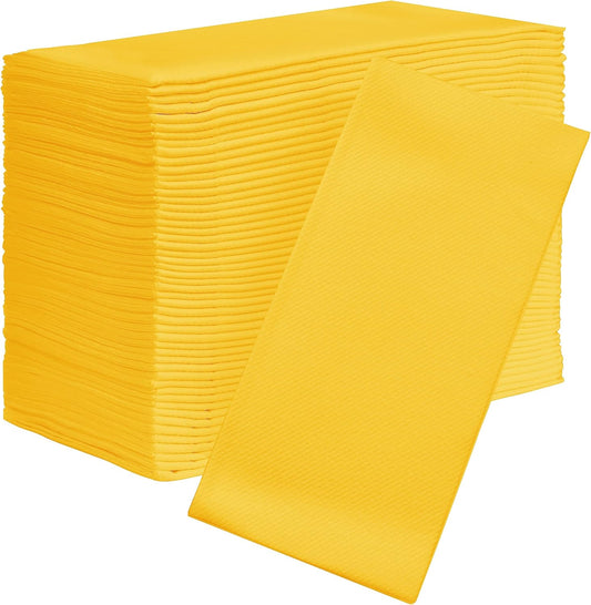 AMERICAN HOMESTEAD Paper Napkins - Yellow Disposable Linen-Like Dinner Napkins - Restaurant-Quality Table Serviettes for Weddings, Parties, and Events - 15.75" x 15.75" - 50 Count
