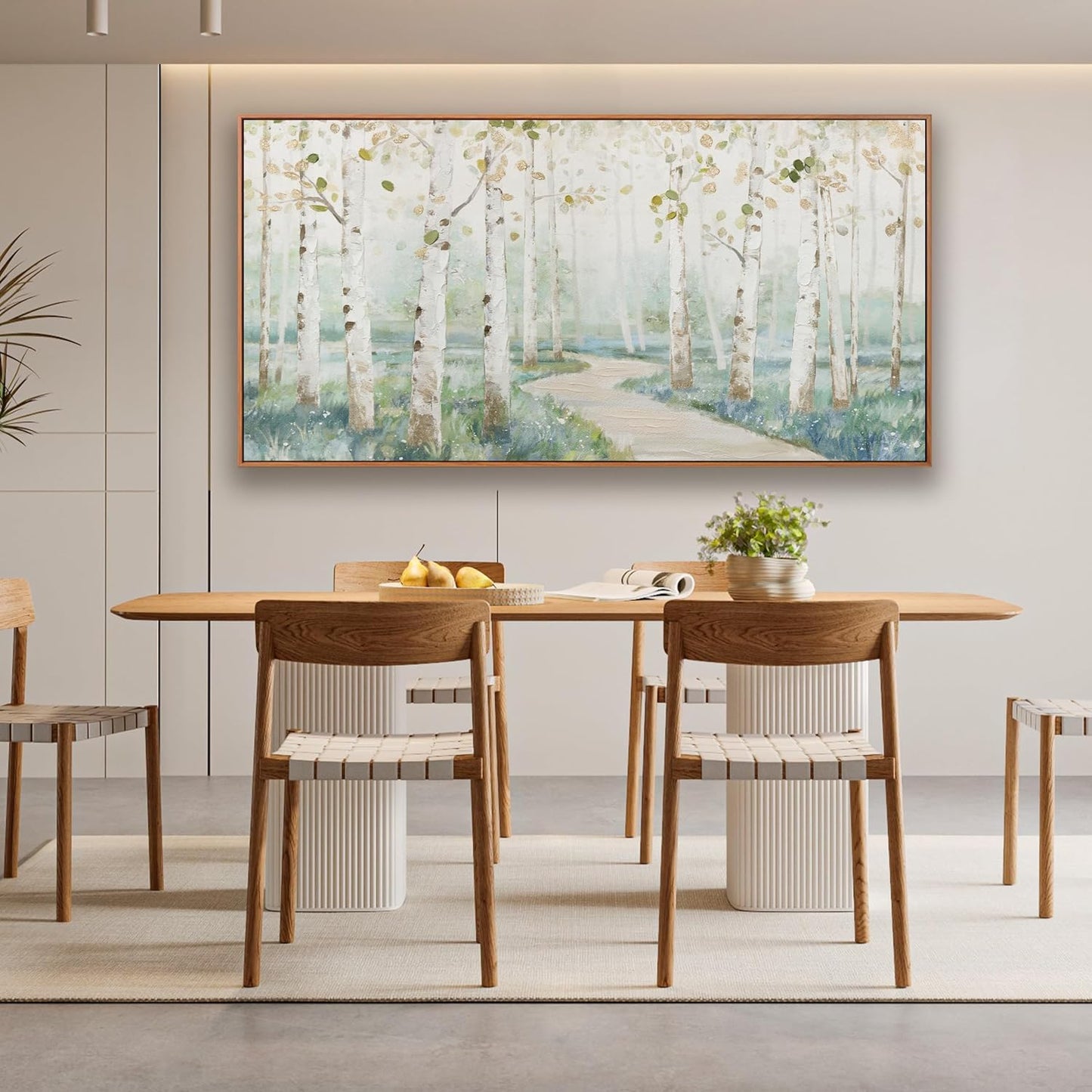 Modern Natural Landscape Canvas Wall Art Decor Home Decor Wall Art Prints Colorful Forest Path Framed Landscape Wall Art Decorations for Living Room Wall Bedroom Kitchen Office Decor 24"×48"